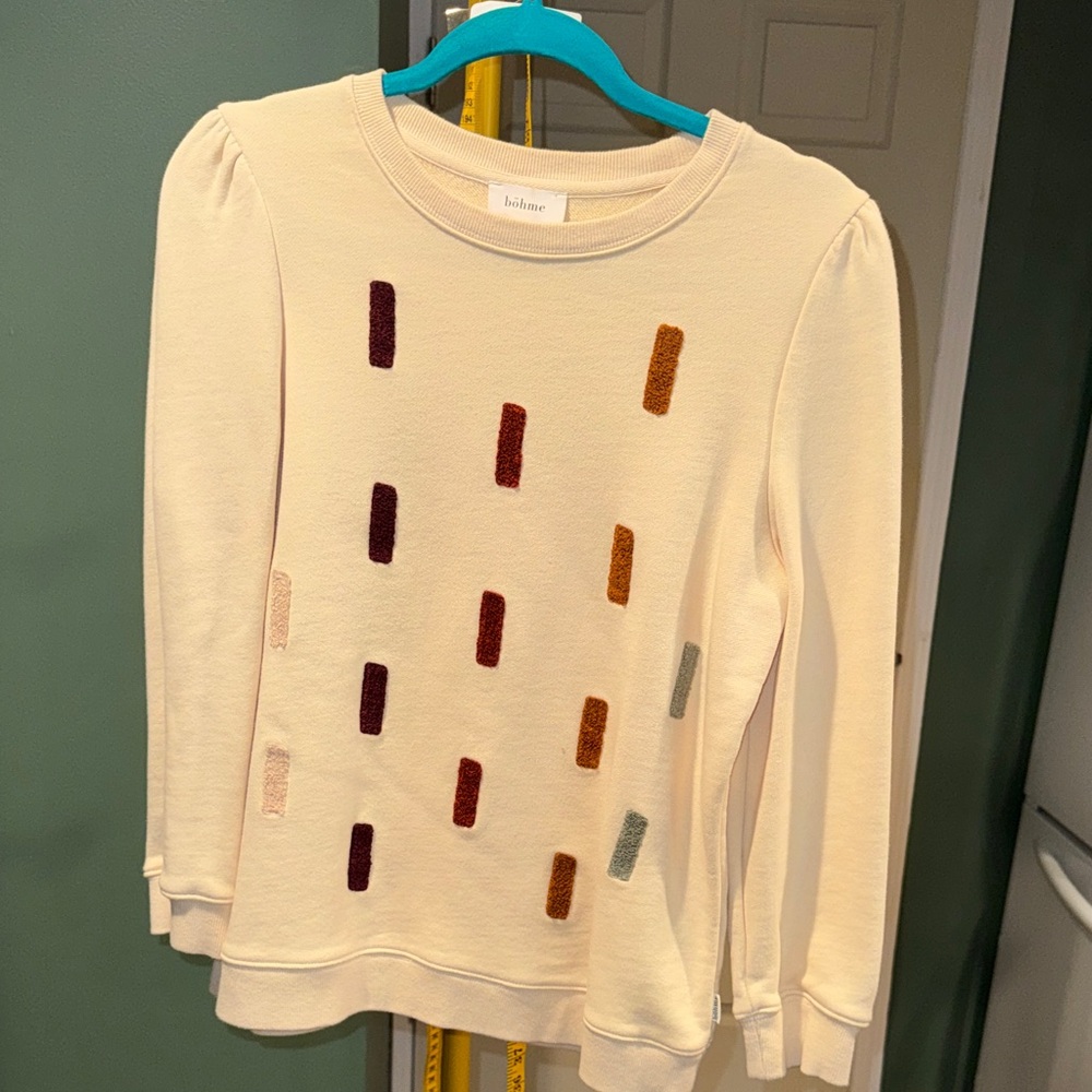 Like New Bohme Beige Patterned Women's sweatshirt SZ S